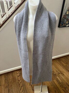 VINCE Wool Cashmere Thick Knit Shaker Grey Scarf Classic